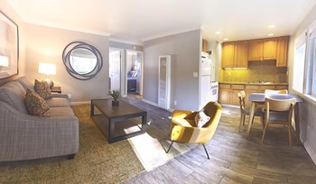 View from living room to kitchen